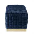 Posh Living Michirin Velvet Cube Ottoman with Metal Base in Navy/Gold