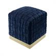 Posh Living Michirin Velvet Cube Ottoman with Metal Base in Navy/Gold