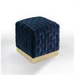 Posh Living Michirin Velvet Cube Ottoman with Metal Base in Navy/Gold
