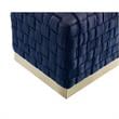 Posh Living Michirin Velvet Cube Ottoman with Metal Base in Navy/Gold