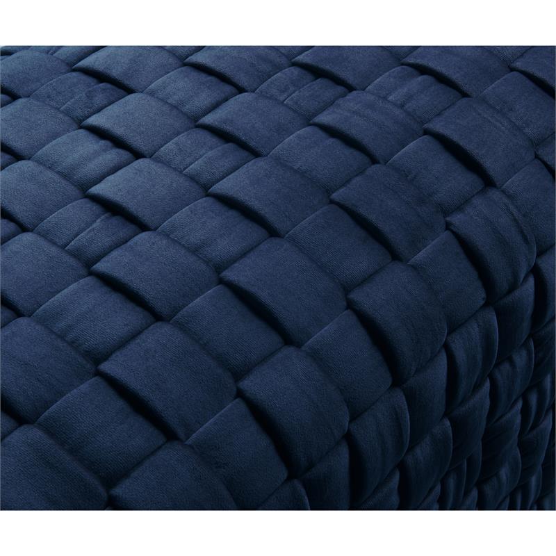 Posh Living Michirin Velvet Cube Ottoman with Metal Base in Navy/Gold