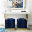 Posh Living Michirin Velvet Cube Ottoman with Metal Base in Navy/Gold