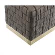 Posh Living Michirin Velvet Cube Ottoman with Metal Base in Taupe/Gold