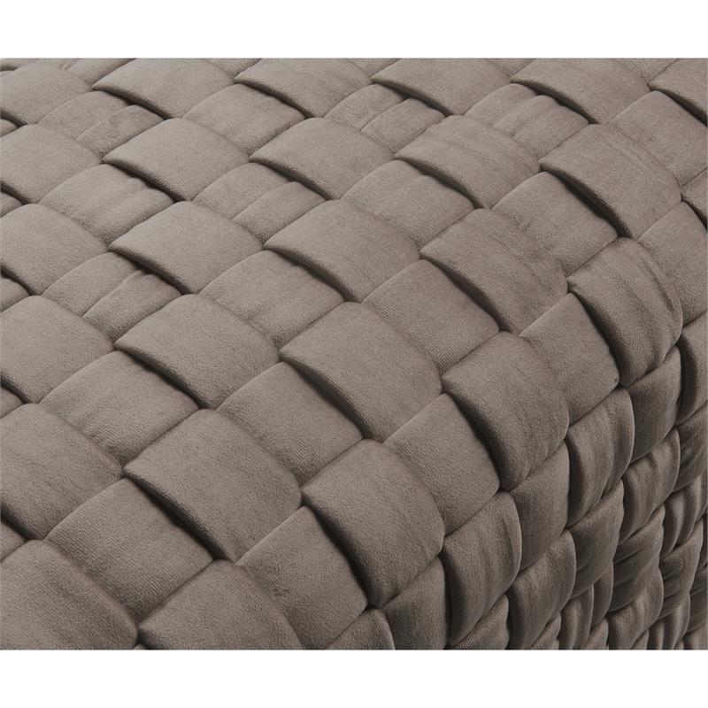 Posh Living Michirin Velvet Cube Ottoman with Metal Base in Taupe/Gold