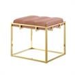 Posh Living Markus Modern Tufted Velvet Ottoman in Blush Pink/Gold