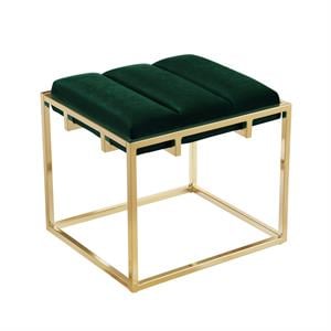 Posh Living Markus Modern Tufted Velvet Ottoman in Green/Gold
