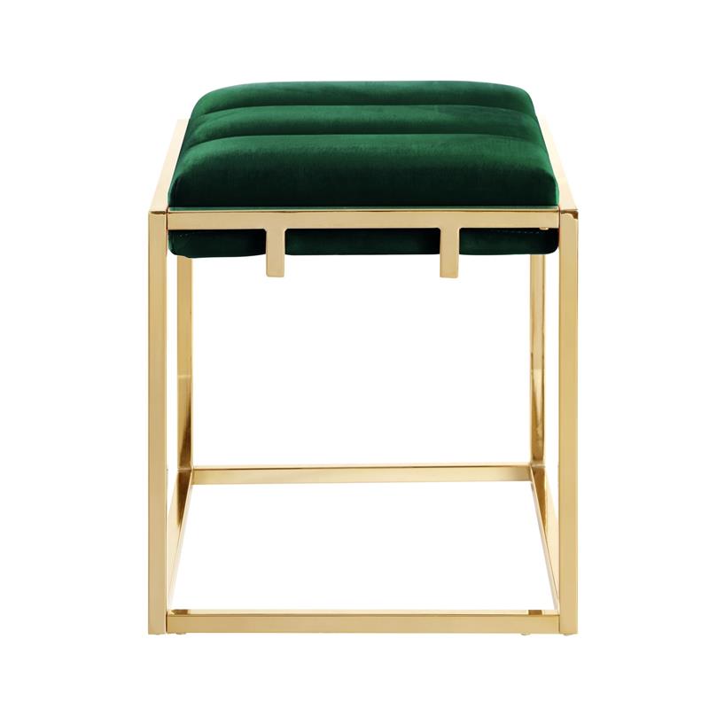 Posh Living Markus Modern Tufted Velvet Ottoman in Green/Gold