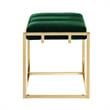 Posh Living Markus Modern Tufted Velvet Ottoman in Green/Gold