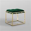 Posh Living Markus Modern Tufted Velvet Ottoman in Green/Gold