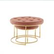 Posh Living Aaden Tufted Velvet Nesting Ottoman in Blush Pink/Gold (Set of 2)