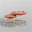 Posh Living Aaden Tufted Velvet Nesting Ottoman in Blush Pink/Gold (Set of 2)