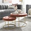 Posh Living Aaden Tufted Velvet Nesting Ottoman in Blush Pink/Gold (Set of 2)