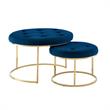 Posh Living Aaden Tufted Velvet Nesting Ottoman in Navy Blue/Gold (Set of 2)