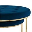 Posh Living Aaden Tufted Velvet Nesting Ottoman in Navy Blue/Gold (Set of 2)