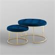 Posh Living Aaden Tufted Velvet Nesting Ottoman in Navy Blue/Gold (Set of 2)