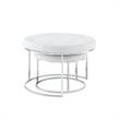 Posh Living Aaden Tufted Faux Leather Nesting Ottoman in White/Chrome (Set of 2)