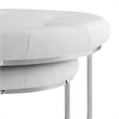 Posh Living Aaden Tufted Faux Leather Nesting Ottoman in White/Chrome (Set of 2)