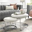 Posh Living Aaden Tufted Faux Leather Nesting Ottoman in White/Chrome (Set of 2)