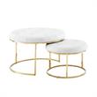 Posh Living Aaden Tufted Faux Leather Nesting Ottoman in White/Gold (Set of 2)