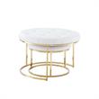 Posh Living Aaden Tufted Faux Leather Nesting Ottoman in White/Gold (Set of 2)