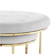 Posh Living Aaden Tufted Faux Leather Nesting Ottoman in White/Gold (Set of 2)