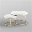 Posh Living Aaden Tufted Faux Leather Nesting Ottoman in White/Gold (Set of 2)