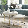 Posh Living Aaden Tufted Faux Leather Nesting Ottoman in White/Gold (Set of 2)