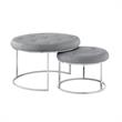 Posh Living Aaden Tufted Faux Leather Nesting Ottoman in Gray/Chrome (Set of 2)