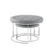 Posh Living Aaden Tufted Faux Leather Nesting Ottoman in Gray/Chrome (Set of 2)