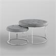 Posh Living Aaden Tufted Faux Leather Nesting Ottoman in Gray/Chrome (Set of 2)