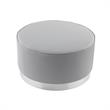 Posh Living Suchada Faux Leather Round Cocktail Ottoman in Gray/Chrome
