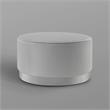 Posh Living Suchada Faux Leather Round Cocktail Ottoman in Gray/Chrome