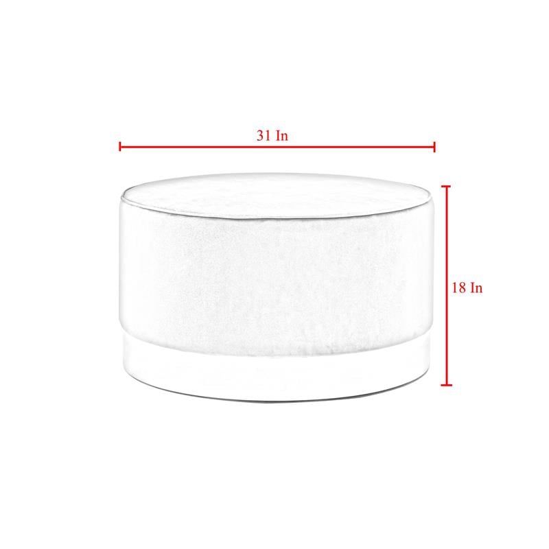 Posh Living Suchada Faux Leather Round Cocktail Ottoman in Gray/Chrome