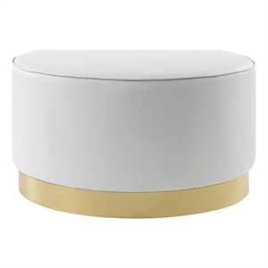 Posh Living Suchada Faux Leather Round Cocktail Ottoman in White/Gold