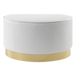 Posh Living Suchada Faux Leather Round Cocktail Ottoman in White/Gold