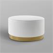 Posh Living Suchada Faux Leather Round Cocktail Ottoman in White/Gold
