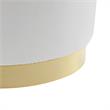Posh Living Suchada Faux Leather Round Cocktail Ottoman in White/Gold
