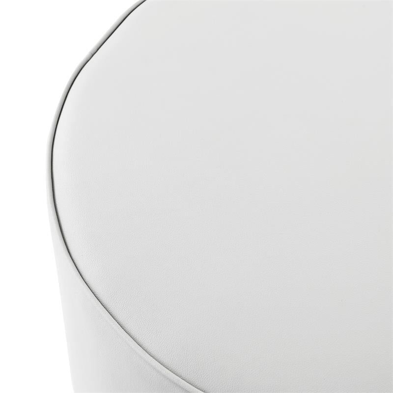 Posh Living Suchada Faux Leather Round Cocktail Ottoman in White/Gold