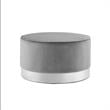 Posh Living Suchada Velvet Round Cocktail Ottoman in Gray/Chrome