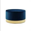 Posh Living Suchada Velvet Round Cocktail Ottoman in Navy/Gold