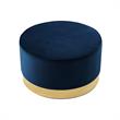 Posh Living Suchada Velvet Round Cocktail Ottoman in Navy/Gold