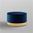 Posh Living Suchada Velvet Round Cocktail Ottoman in Navy/Gold