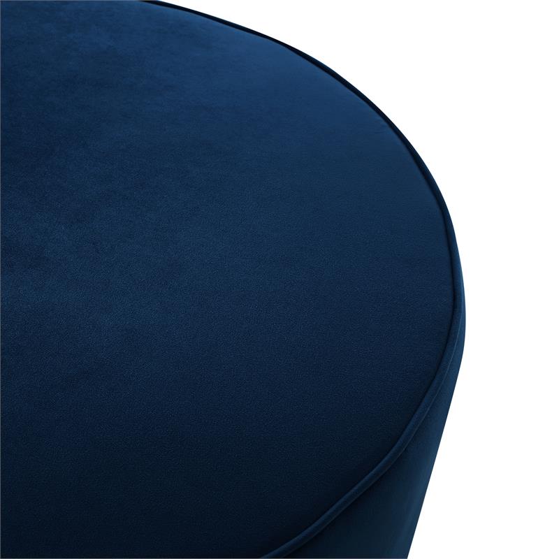 Posh Living Suchada Velvet Round Cocktail Ottoman in Navy/Gold