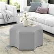 Posh Living Runrawin Faux Leather Octagon Cocktail Ottoman in Silver
