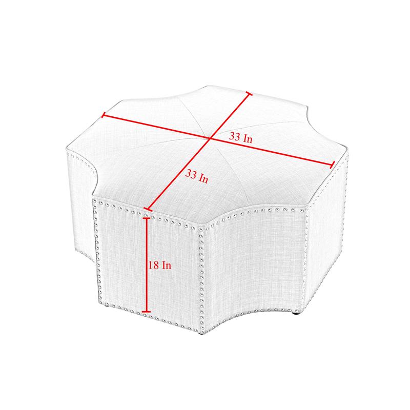 Posh Living Runrawin Faux Leather Octagon Cocktail Ottoman in White