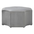 Posh Living Runrawin Velvet Upholstered Octagon Cocktail Ottoman in Gray
