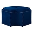 Posh Living Runrawin Velvet Upholstered Octagon Cocktail Ottoman in Navy Blue