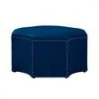 Posh Living Runrawin Velvet Upholstered Octagon Cocktail Ottoman in Navy Blue