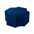 Posh Living Runrawin Velvet Upholstered Octagon Cocktail Ottoman in Navy Blue