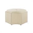 Posh Living Runrawin Linen Fabric Octagon Cocktail Ottoman in Cream/White